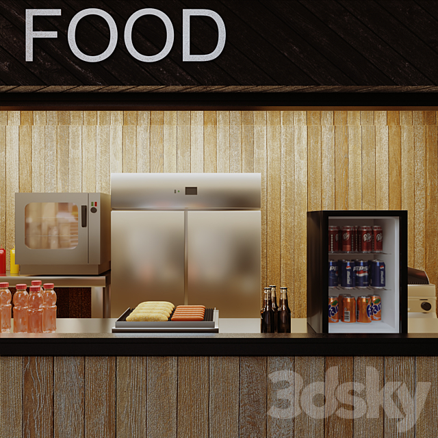 Street food cafe (kiosk) 3DS Max Model - thumbnail 4