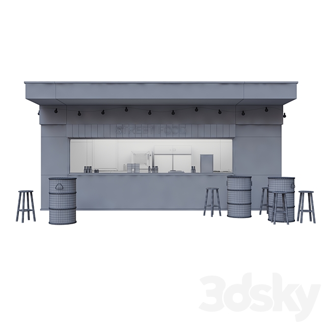 Street food cafe (kiosk) 3DS Max Model - thumbnail 5