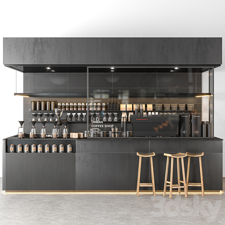 urban coffee shop 3DS Max Model - thumbnail 2