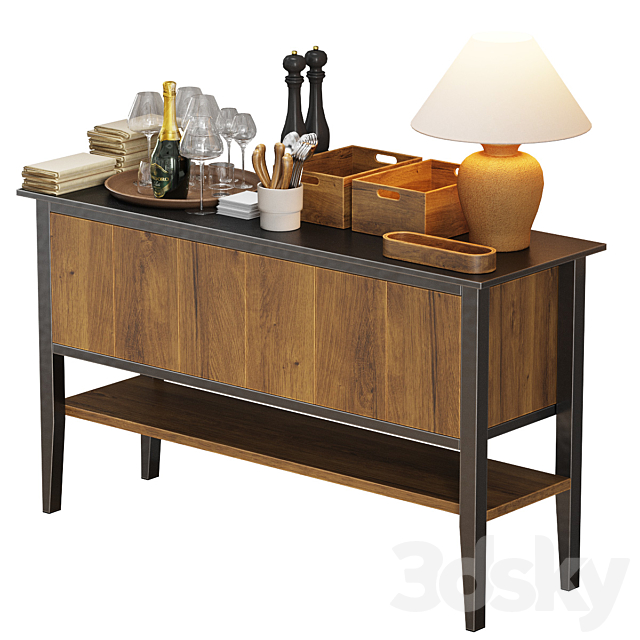 Waiter station with items 3DS Max Model - thumbnail 2