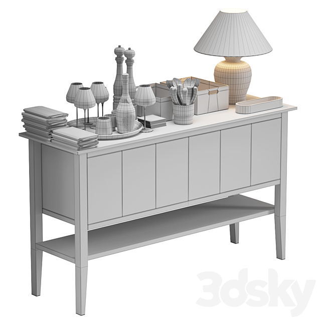 Waiter station with items 3DS Max Model - thumbnail 3