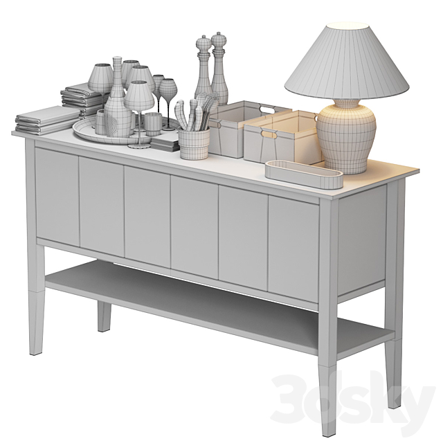 Waiter station with items 3DS Max Model - thumbnail 4