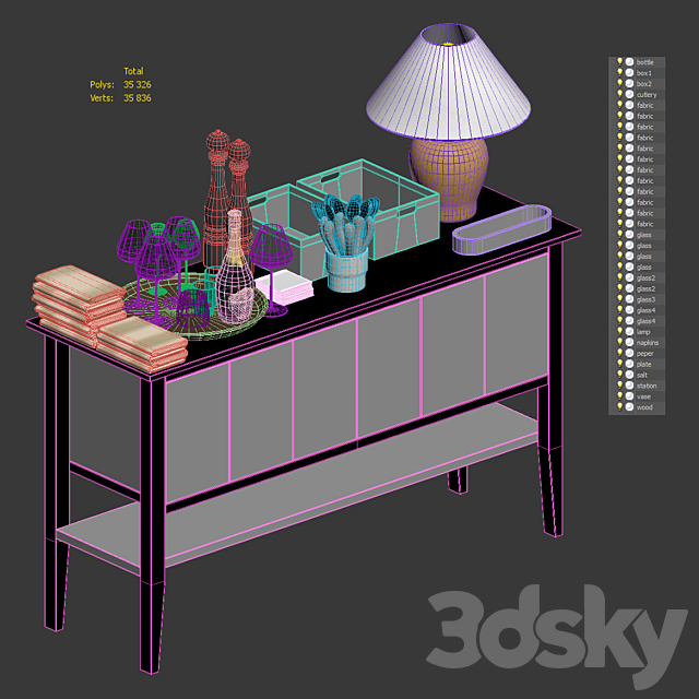 Waiter station with items 3DS Max Model - thumbnail 6