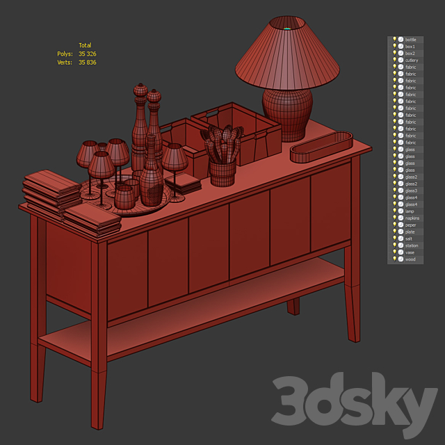 Waiter station with items 3DS Max Model - thumbnail 7