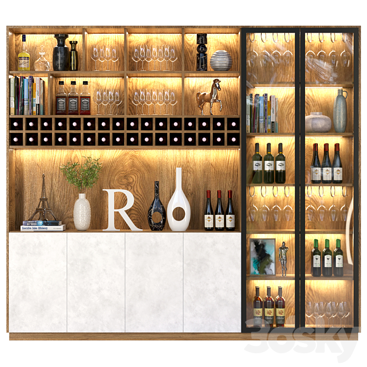 Wardrobe – bar with alcohol. Wine 3DS Max Model - thumbnail 1