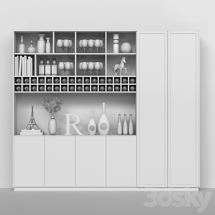 Wardrobe – bar with alcohol. Wine 3DS Max Model - thumbnail 2