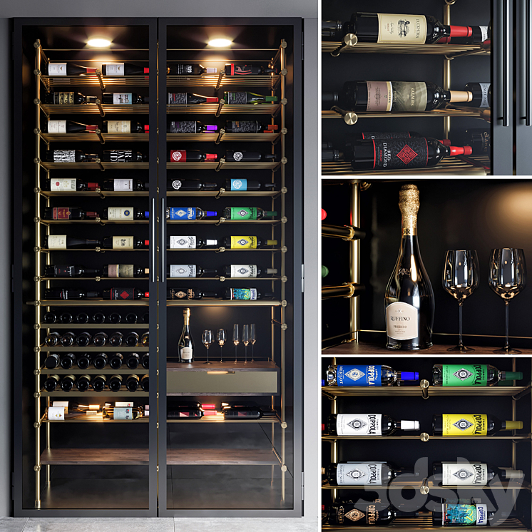 wine shelf 03 3DS Max Model - thumbnail 1