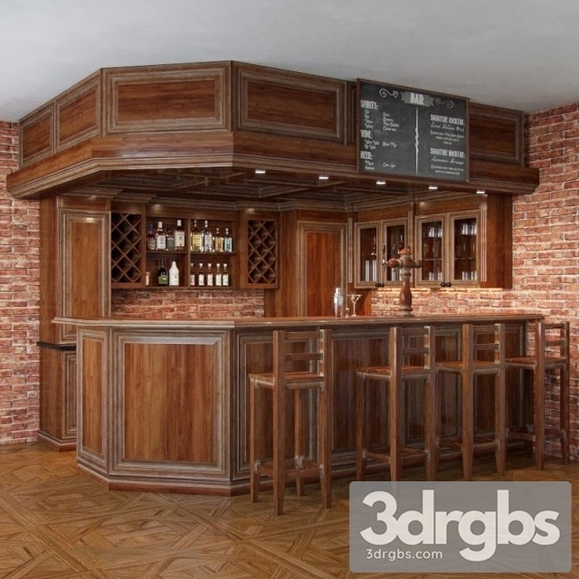 Wooden Bar Funiture 3dsmax Download - thumbnail 1