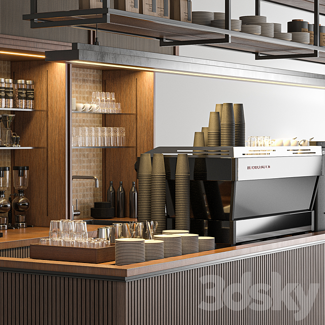 wooden cafe 3DSMax File - thumbnail 3