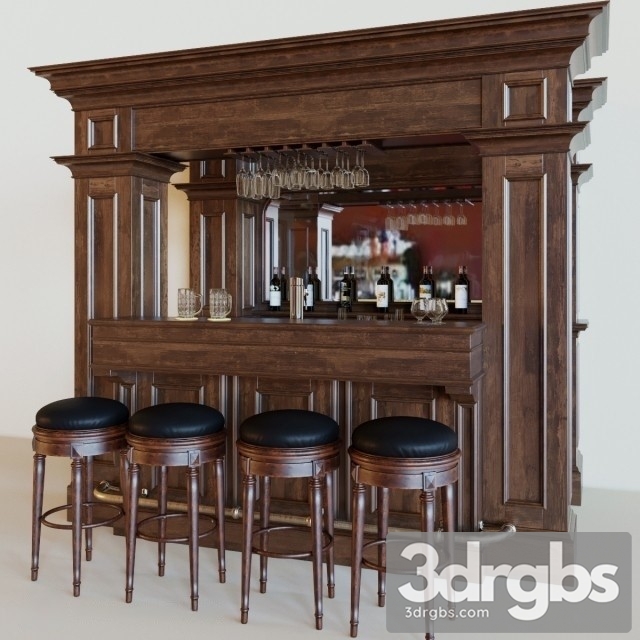 Wooden Home Bar 3dsmax Download - thumbnail 1