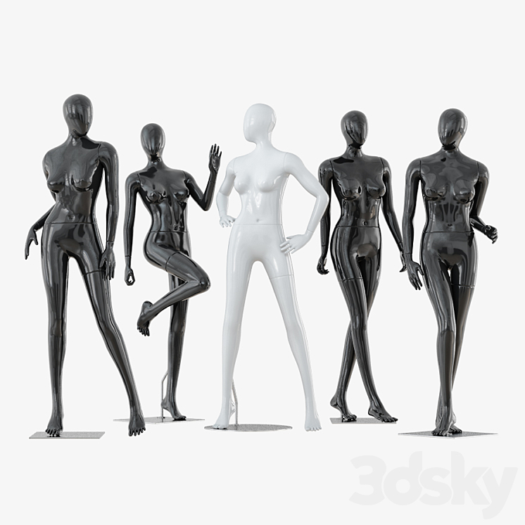 A collection of five faceless female mannequins 34 3DS Max - thumbnail 1