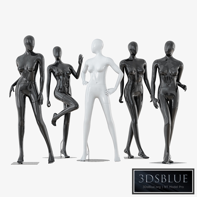 A collection of five faceless female mannequins 34 3DS Max - thumbnail 3