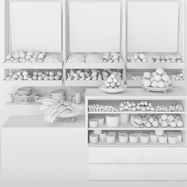 A small showcase in a supermarket with a large selection of fruits and vegetables. Food 3DS Max Model - thumbnail 2