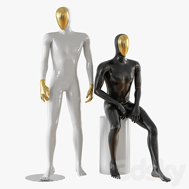 Abstract male mannequin gold face 23 3DSMax File - thumbnail 1