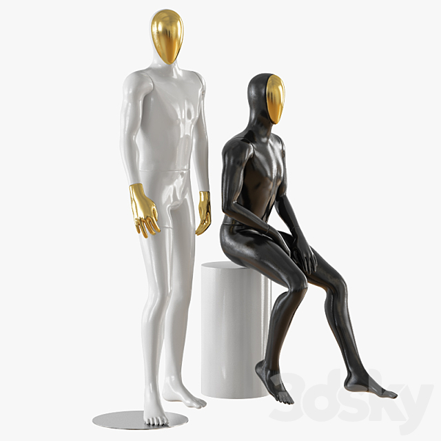 Abstract male mannequin gold face 23 3DSMax File - thumbnail 2