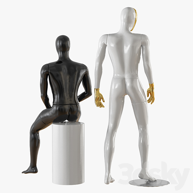 Abstract male mannequin gold face 23 3DSMax File - thumbnail 3