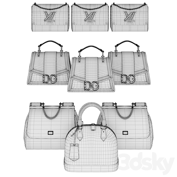 Bags Wardrobe Set 3DS Max Model - thumbnail 2