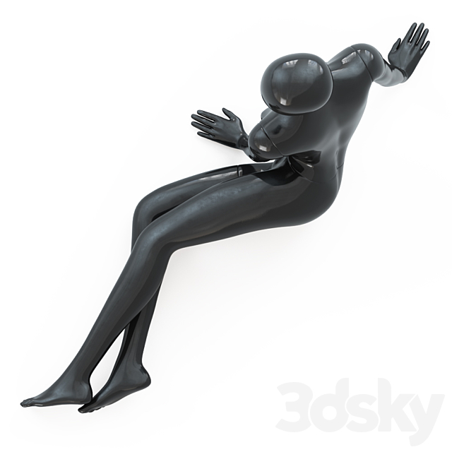 Black female mannequin in a lying pose 51 3ds Max - thumbnail 3