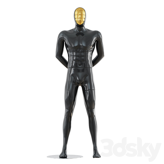 Black mannequin with gold mask 166 3ds Max - thumbnail 1