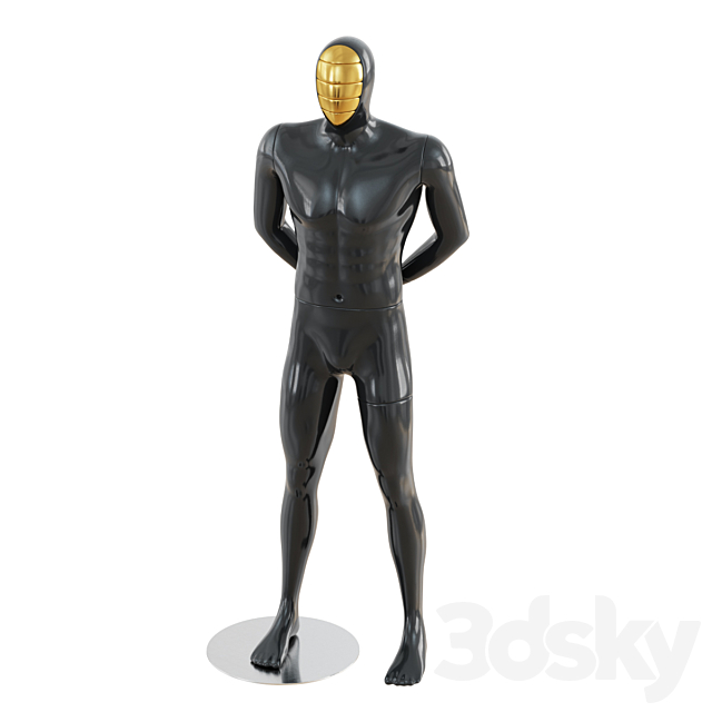 Black mannequin with gold mask 166 3ds Max - thumbnail 2