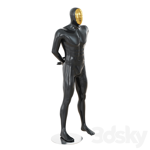 Black mannequin with gold mask 166 3ds Max - thumbnail 3