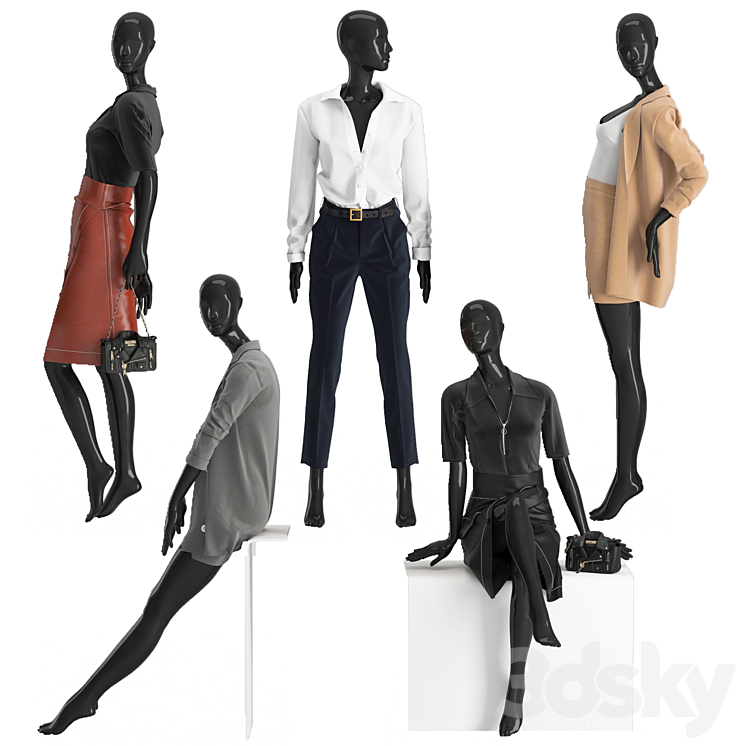 Business suits for women 3DS Max Model - thumbnail 3