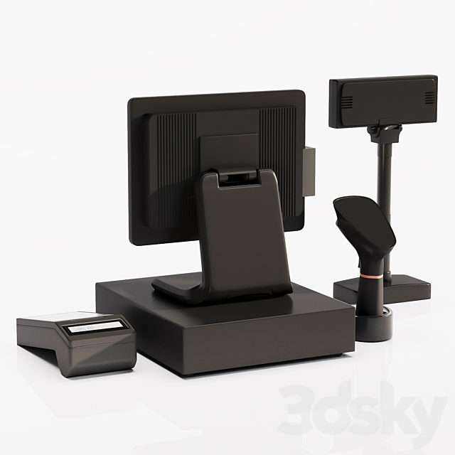 Cash desk payment terminal acquiring terminal 3DS Max Model - thumbnail 3