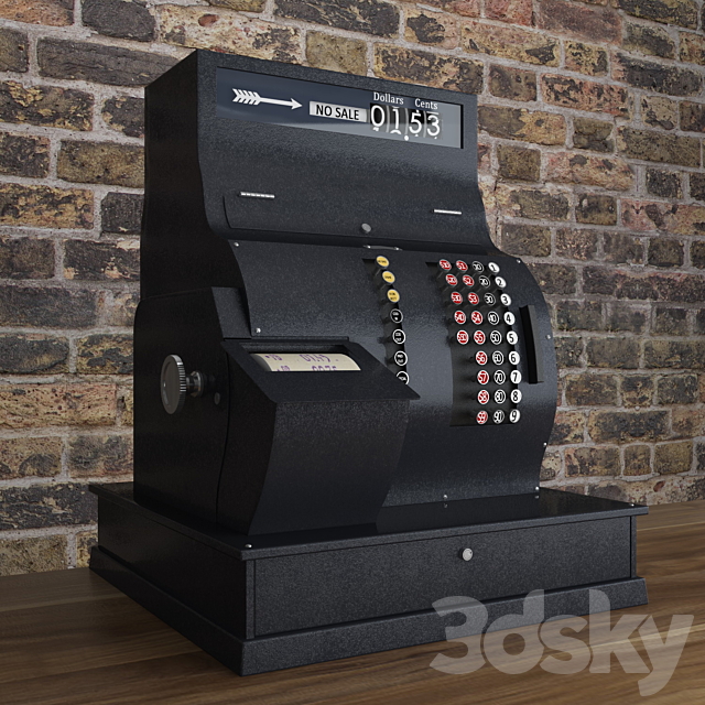 Cash register _ Antique National Cash Register Size 3DS Max Model - thumbnail 1