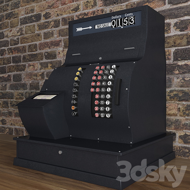 Cash register _ Antique National Cash Register Size 3DS Max Model - thumbnail 2