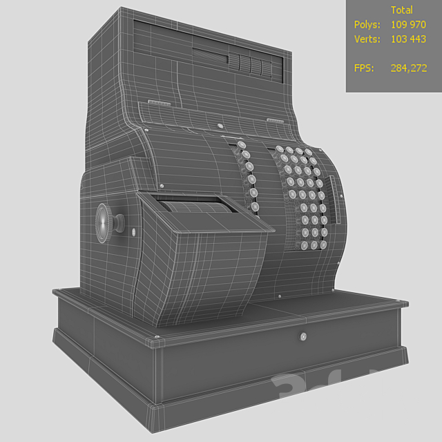 Cash register _ Antique National Cash Register Size 3DS Max Model - thumbnail 3