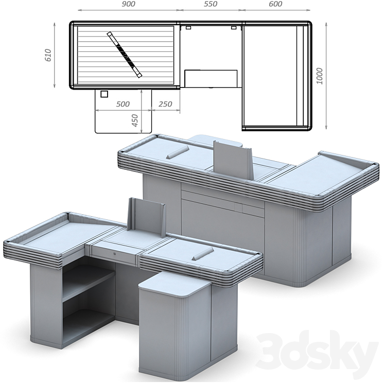 Cashier Futura Plus 3DS Max - thumbnail 2