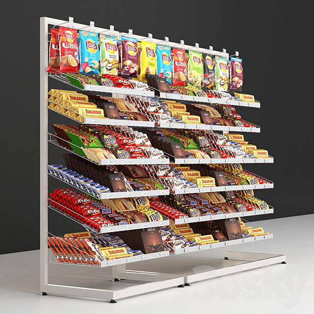 Checkout racks with filling. 3DS Max Model - thumbnail 2