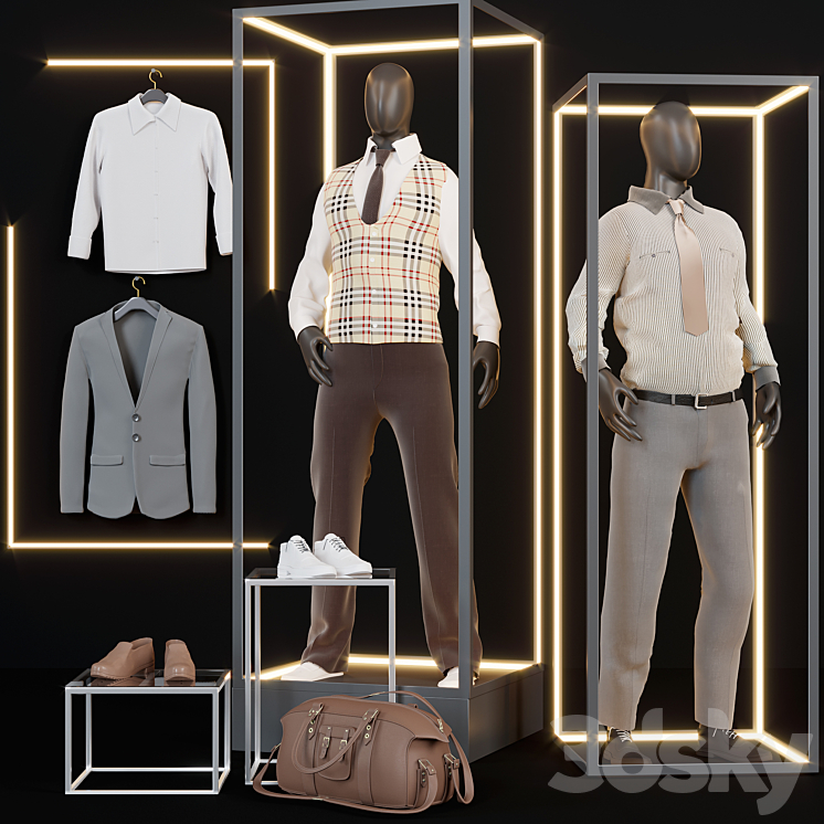 Clothing store showcase 3 3DS Max - thumbnail 1