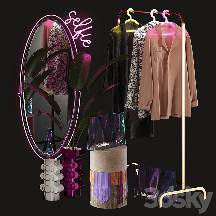 Clothing store window display set 3DS Max Model - thumbnail 1