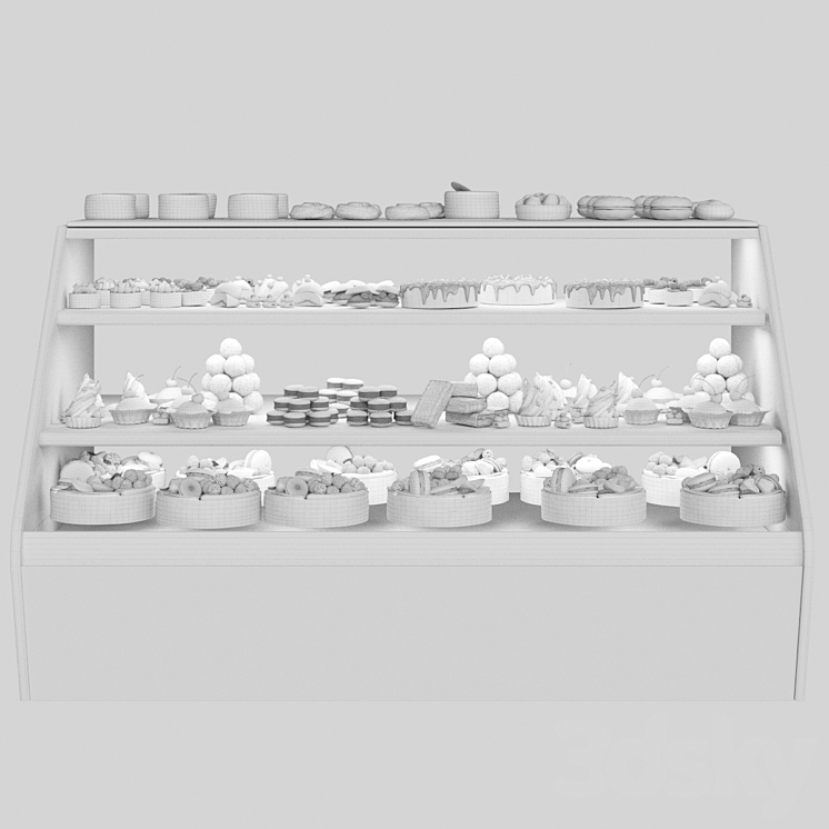 Confectionery. Refrigerator with sweets and desserts. Cake 3DS Max - thumbnail 2