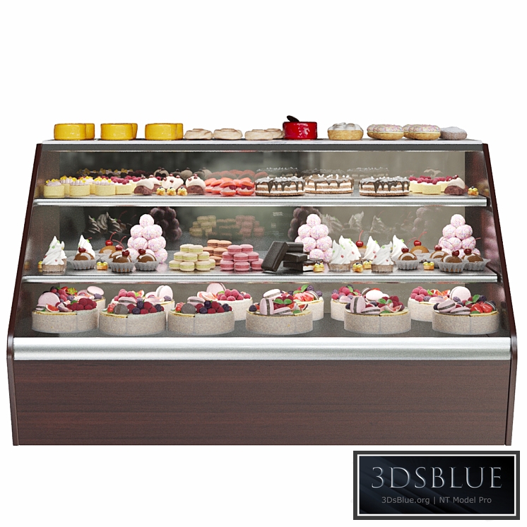 Confectionery. Refrigerator with sweets and desserts. Cake 3DS Max - thumbnail 3