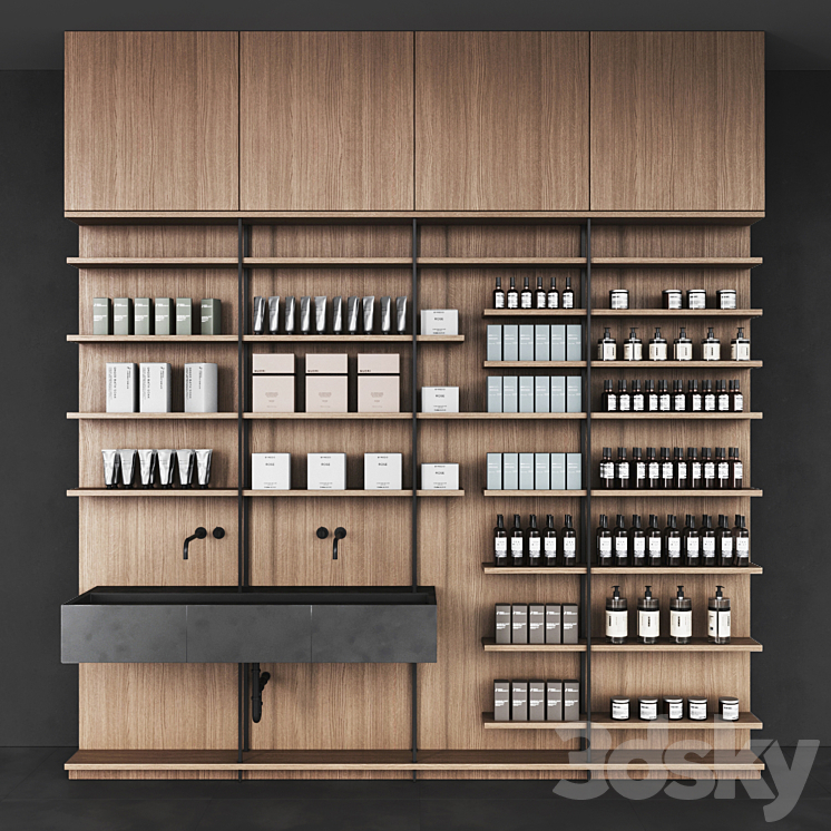 Cosmetic set wooden shelving 3DS Max Model - thumbnail 1