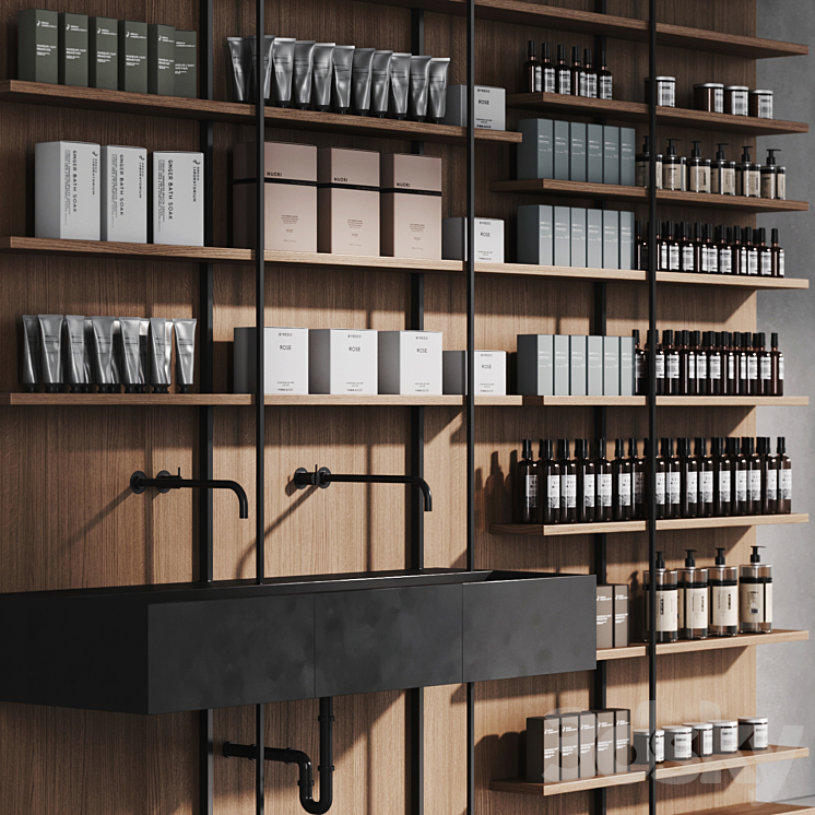 Cosmetic set wooden shelving 3DS Max Model - thumbnail 2