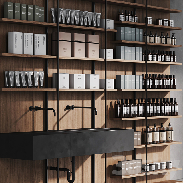 Cosmetic set wooden shelving 3DS Max Model - thumbnail 2