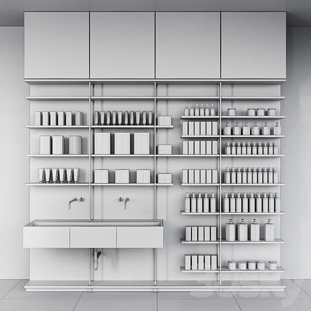 Cosmetic set wooden shelving 3DS Max Model - thumbnail 4