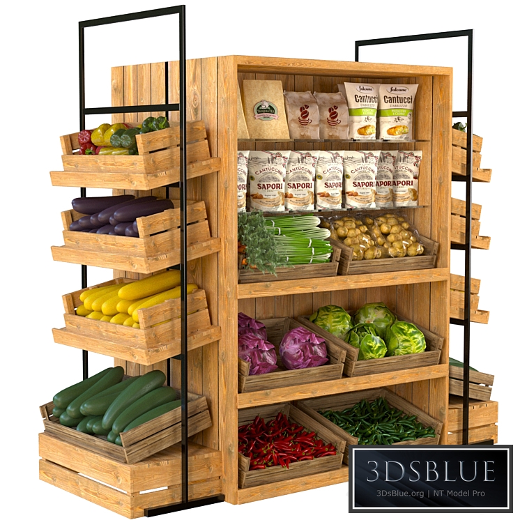 Designer rack in a supermarket with vegetables fruits and cereals 3 3DS Max - thumbnail 3