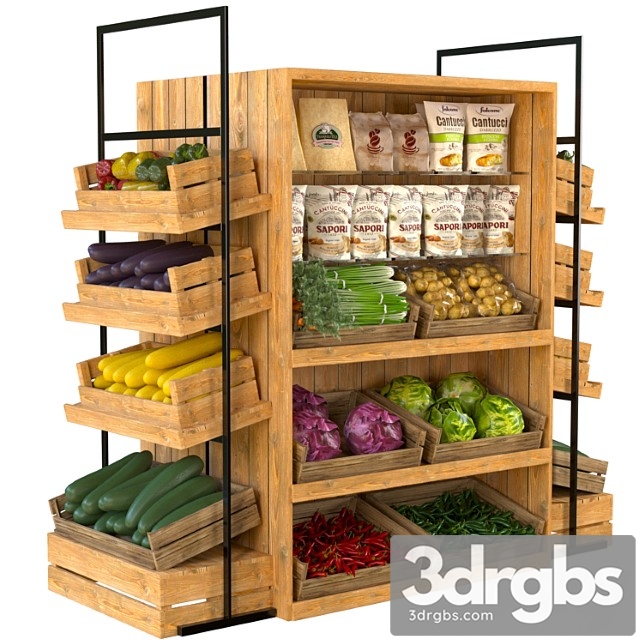 Designer rack in a supermarket with vegetables, fruits and cereals 3 - thumbnail 1