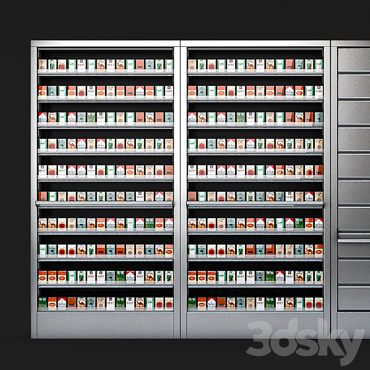 Display case for cigarettes with metal blinds 3DS Max Model - thumbnail 2