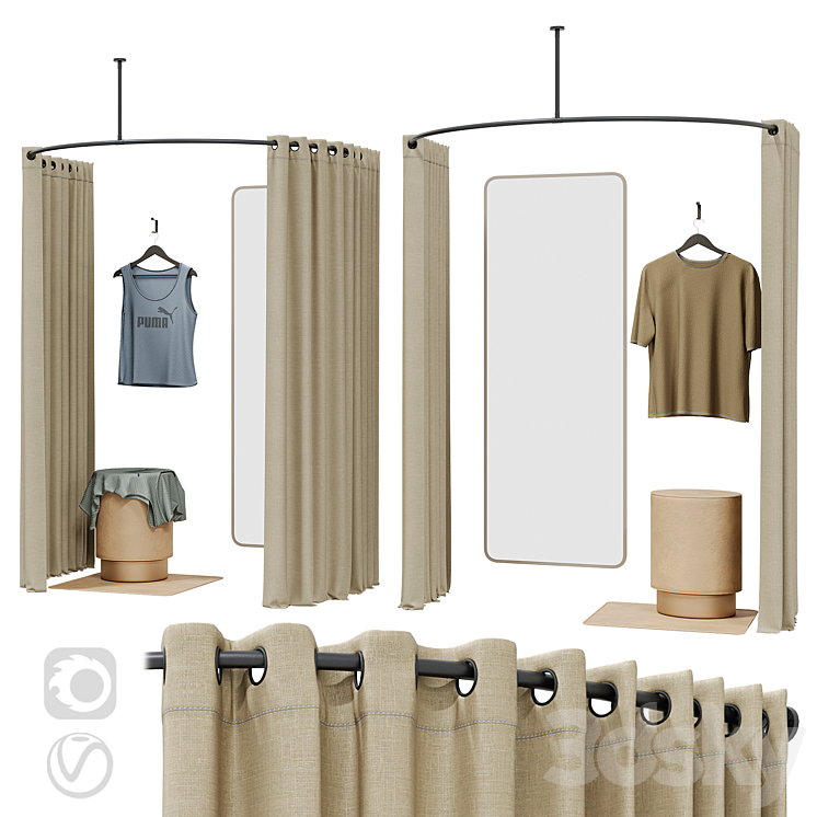 Dressing room (3 options) 3DS Max Model - thumbnail 1