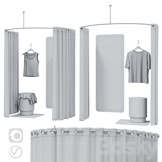 Dressing room (3 options) 3DSMax File - thumbnail 4