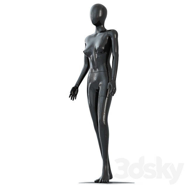 Female black mannequin in a standing pose 55 3DS Max Model - thumbnail 2