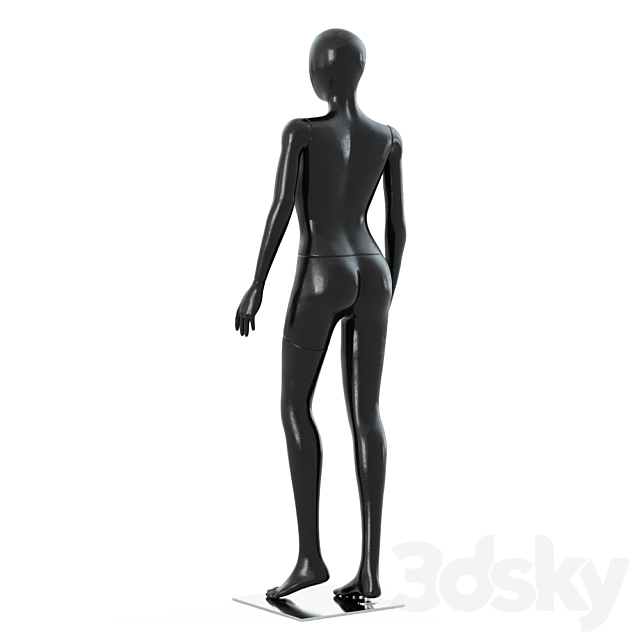 Female black mannequin in a standing pose 55 3DS Max Model - thumbnail 3