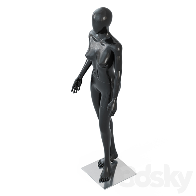 Female black mannequin in a standing pose 55 3DS Max Model - thumbnail 5