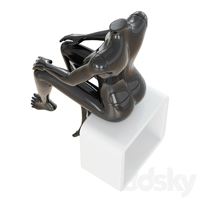 Female black mannequin sits on a white stool 42 3DSMax File - thumbnail 3