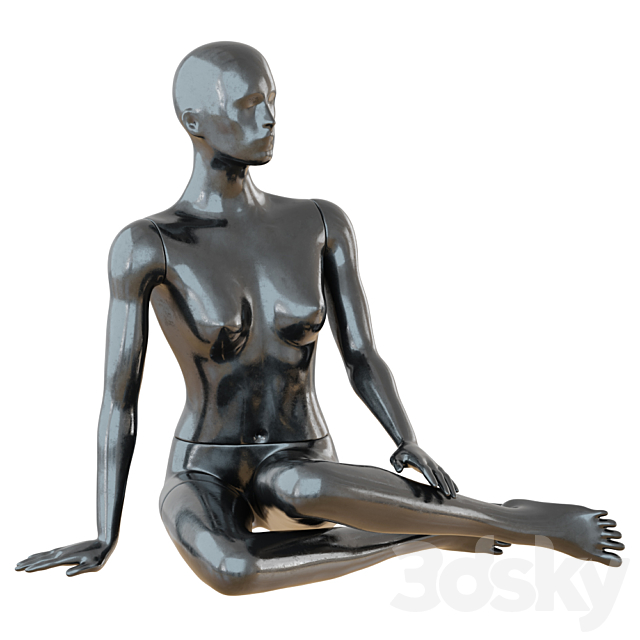 Female Black Mannequin Sitting On The Floor 65 3ds Max - thumbnail 1